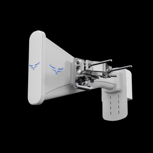 Wideband 6 GHz (4.9 to 7.2 GHz) asymmetrical 90° horn antenna